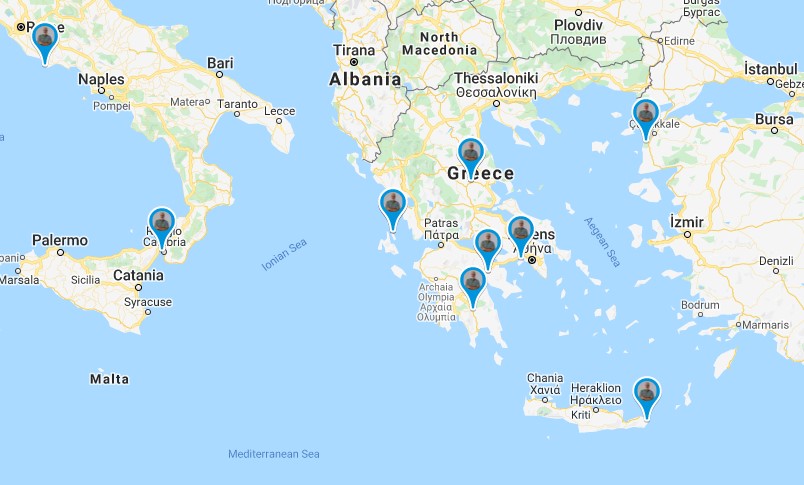 Homeric Greece map markers