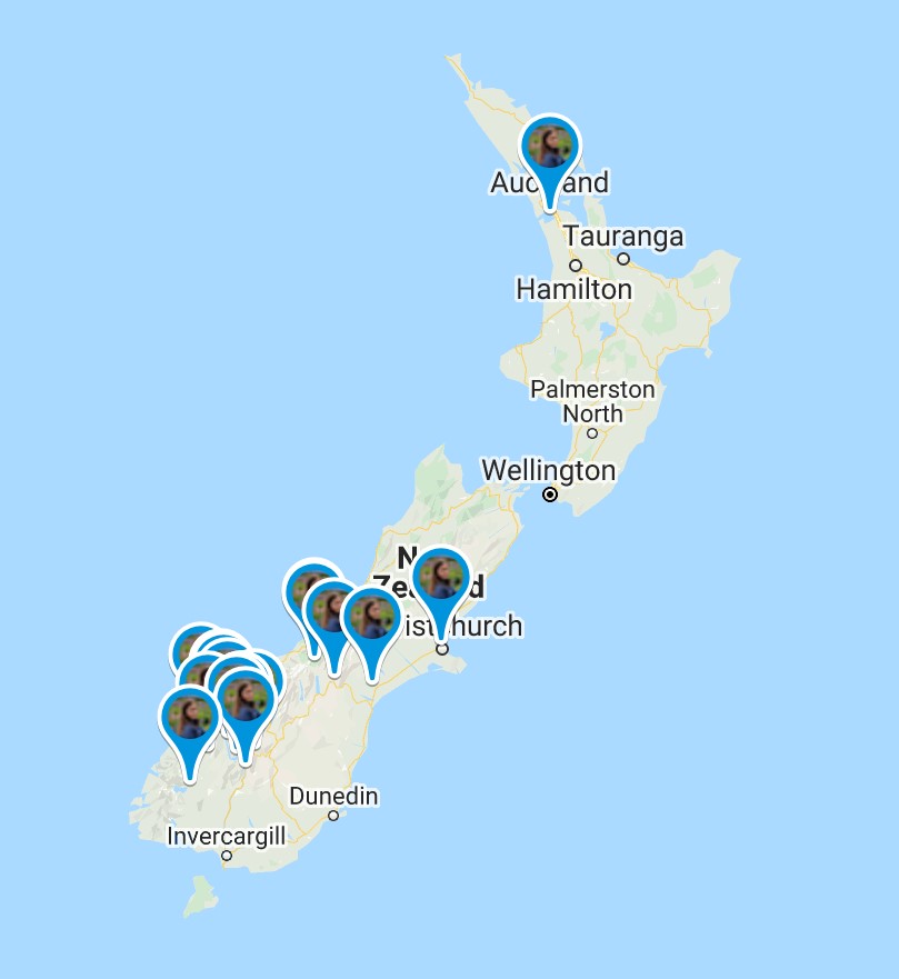 New Zealand map markers